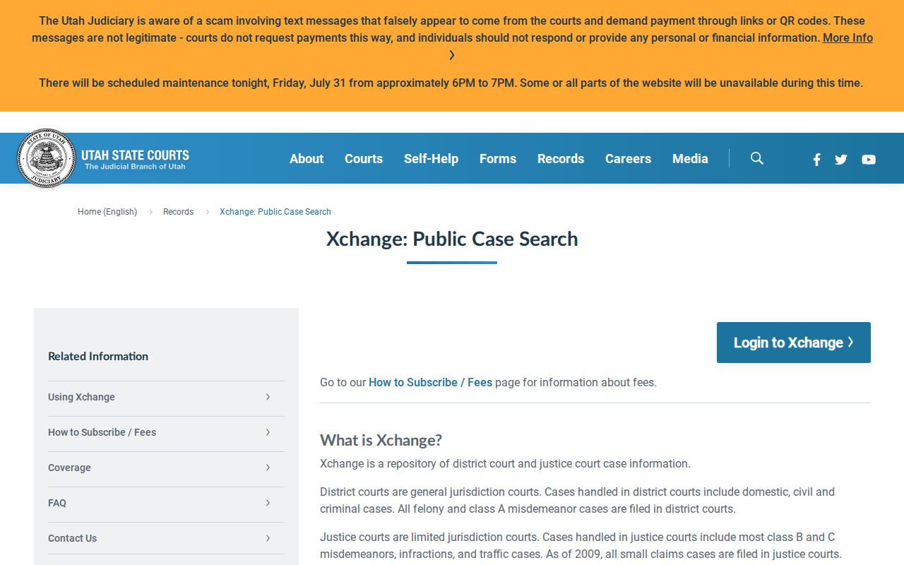 West Valley City people search through the Utah XChange court records service