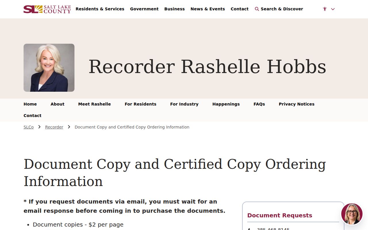 West Valley City public records copy request at the Salt Lake County Recorder