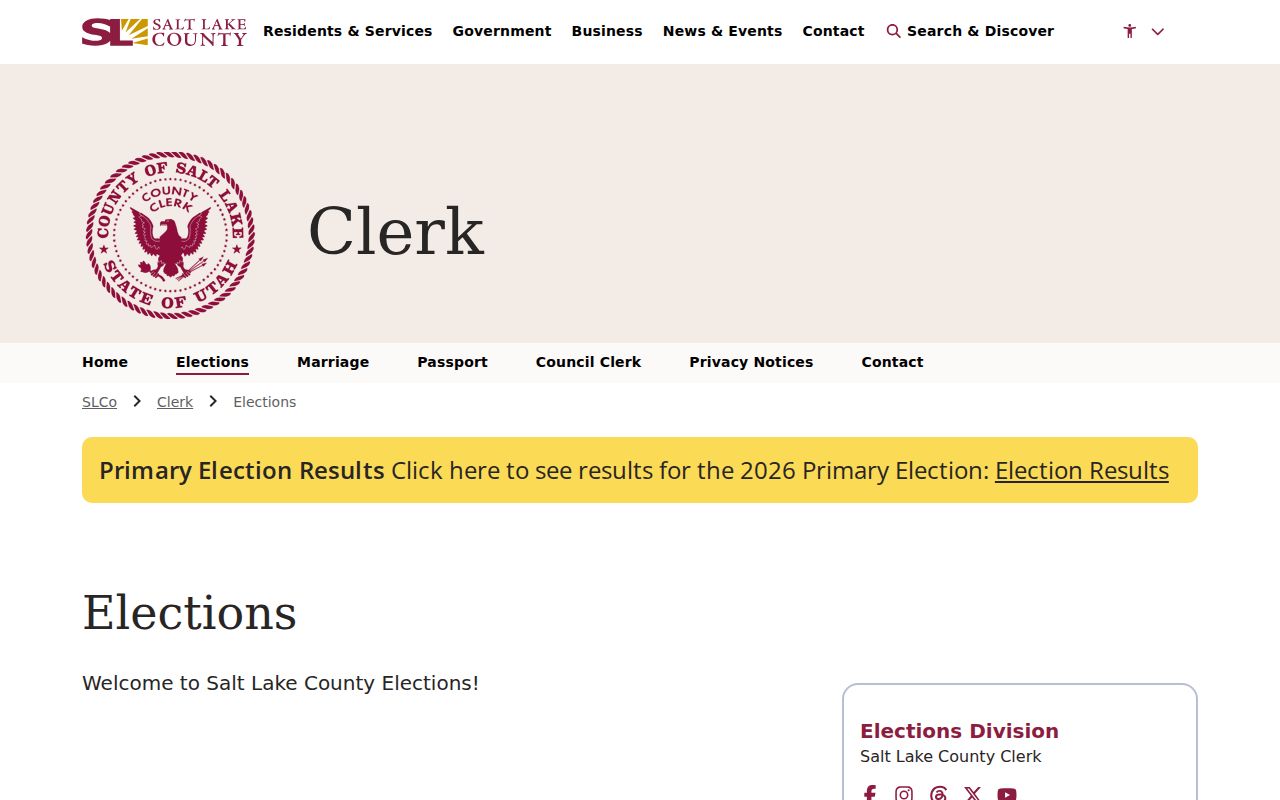West Valley City voter records services at Salt Lake County Elections
