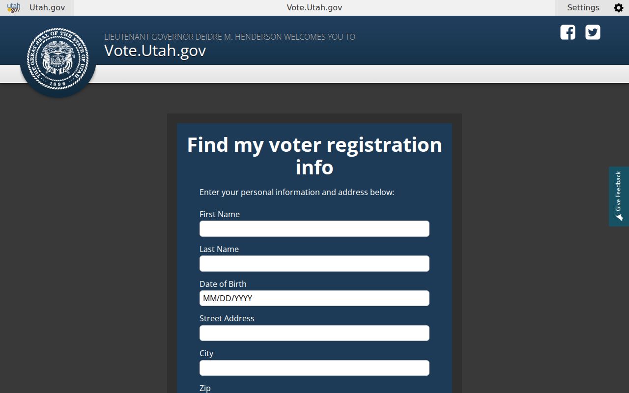 West Valley City voter records six-field lookup form