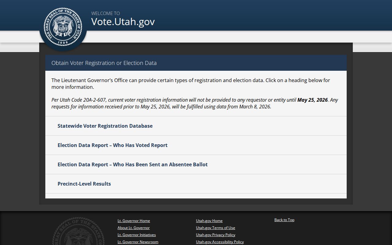 West Valley City voter records statewide data request information